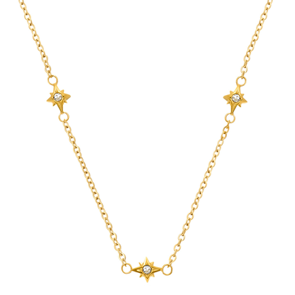 Fingerprint Moon & Star Tag Necklace (Gold)