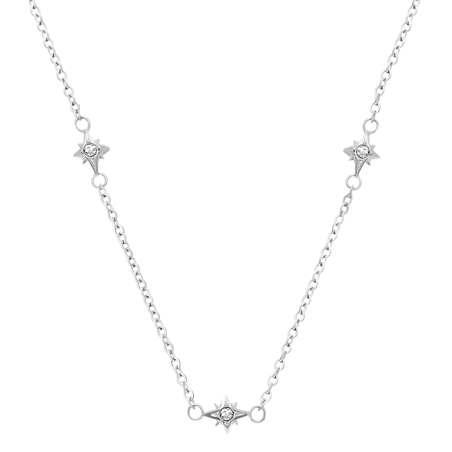 Mother of Pearl Cushion Necklace & Earrings Set (Silver)