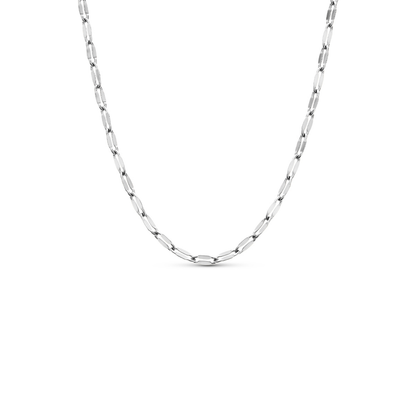 Layering Paperclip Diamond Cut Chain Necklace (Silver)