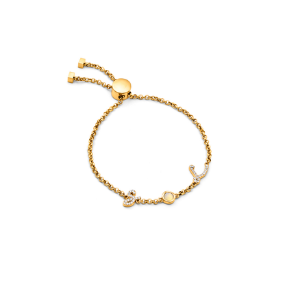 Made Mine Initials & Birthstone Bracelet - Gold