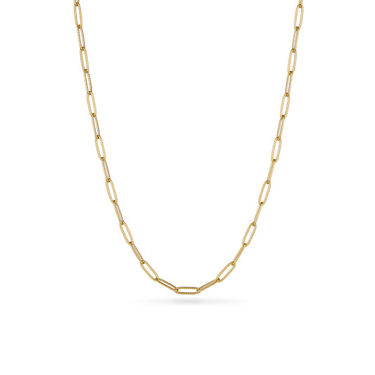 Paperclip Chain Necklace (Gold) - 16 - 18 in