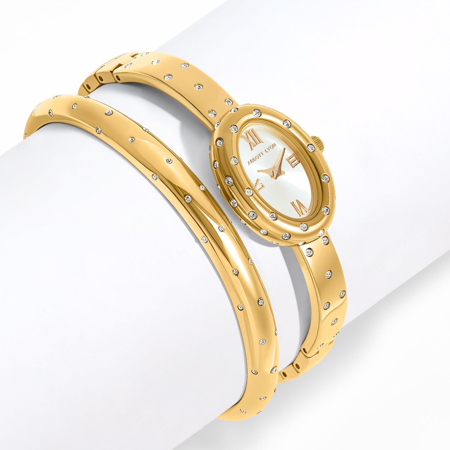 Polka Dot Crystal Watch & Bangle Set (Gold)
