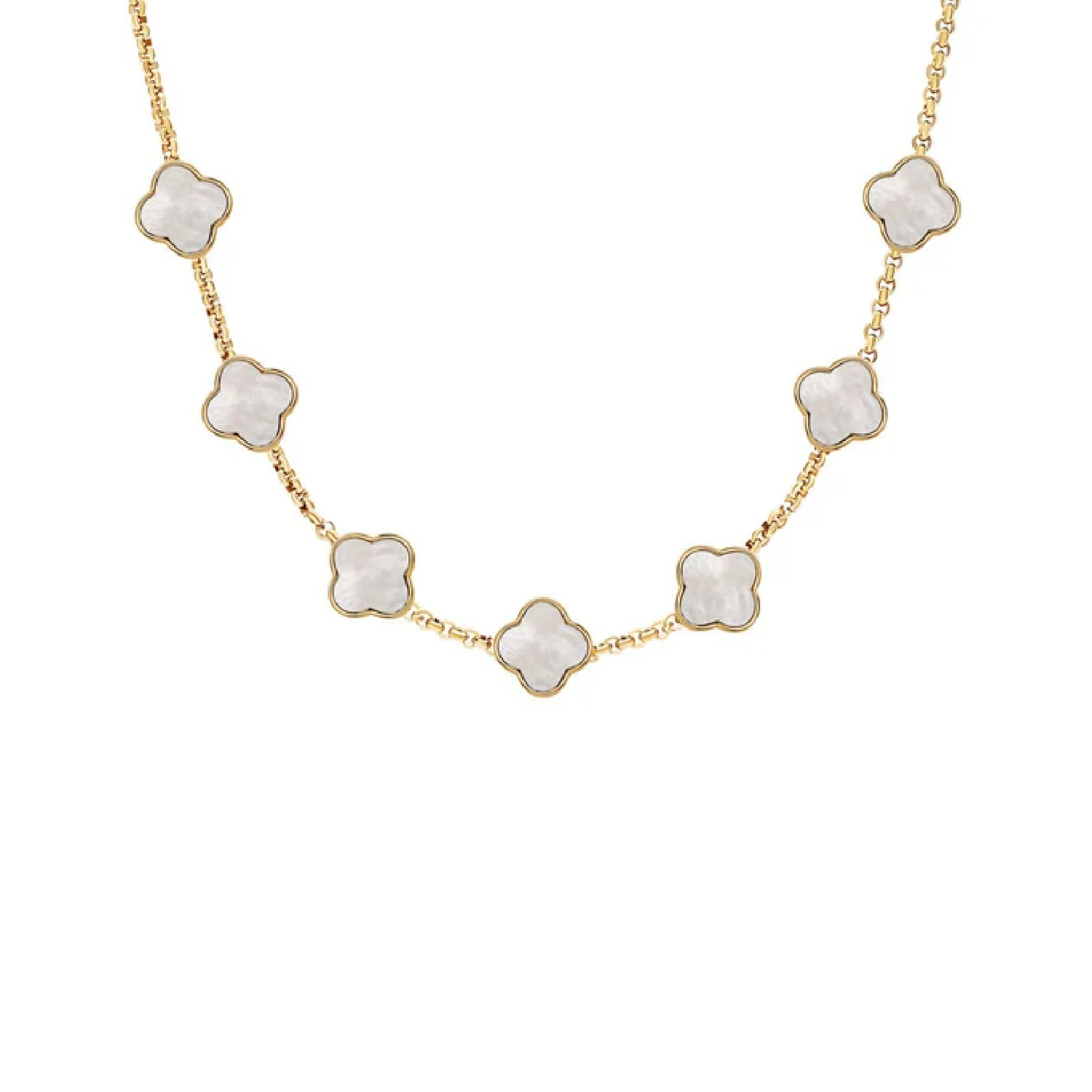 Pearl Clover Custom Name Necklace (Gold)