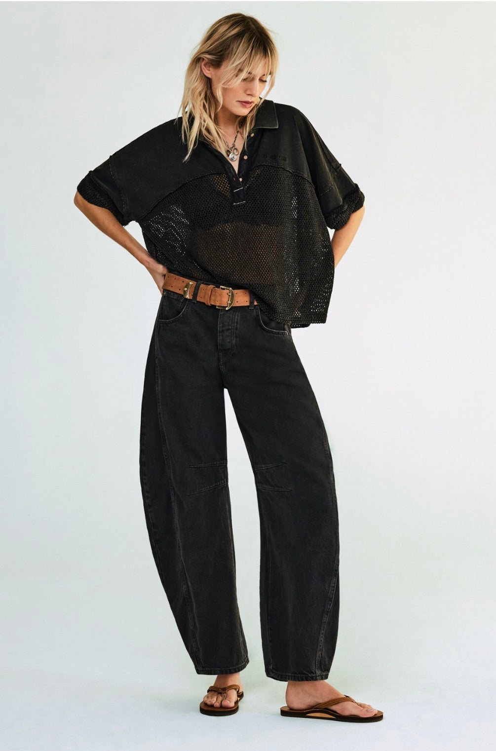 good luck mid rise barrel jean