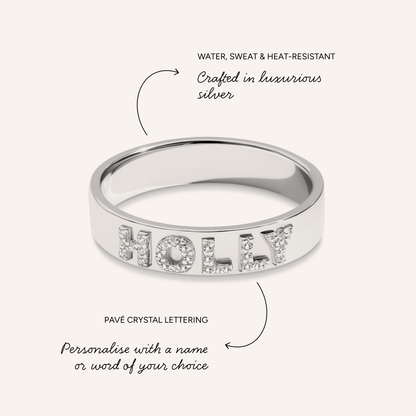 Fine Pavé 3D Name Ring (Silver)