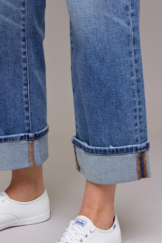 ella cuffed wide straight - medium dark