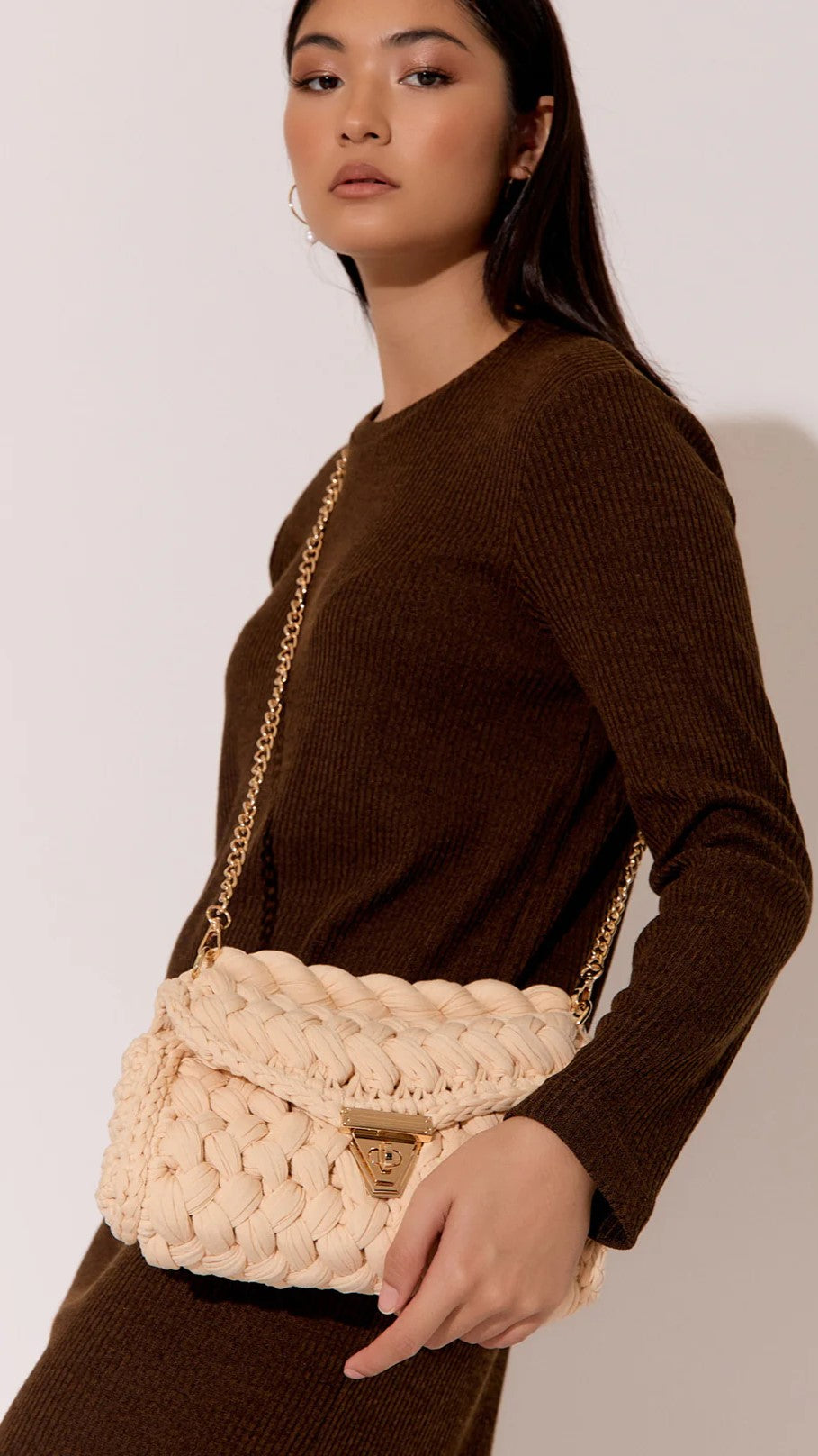 Annabel Chunky Plaited Handbag - Cream