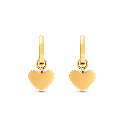Light Blue Lace Agate Heart Huggie Earrings (Gold)