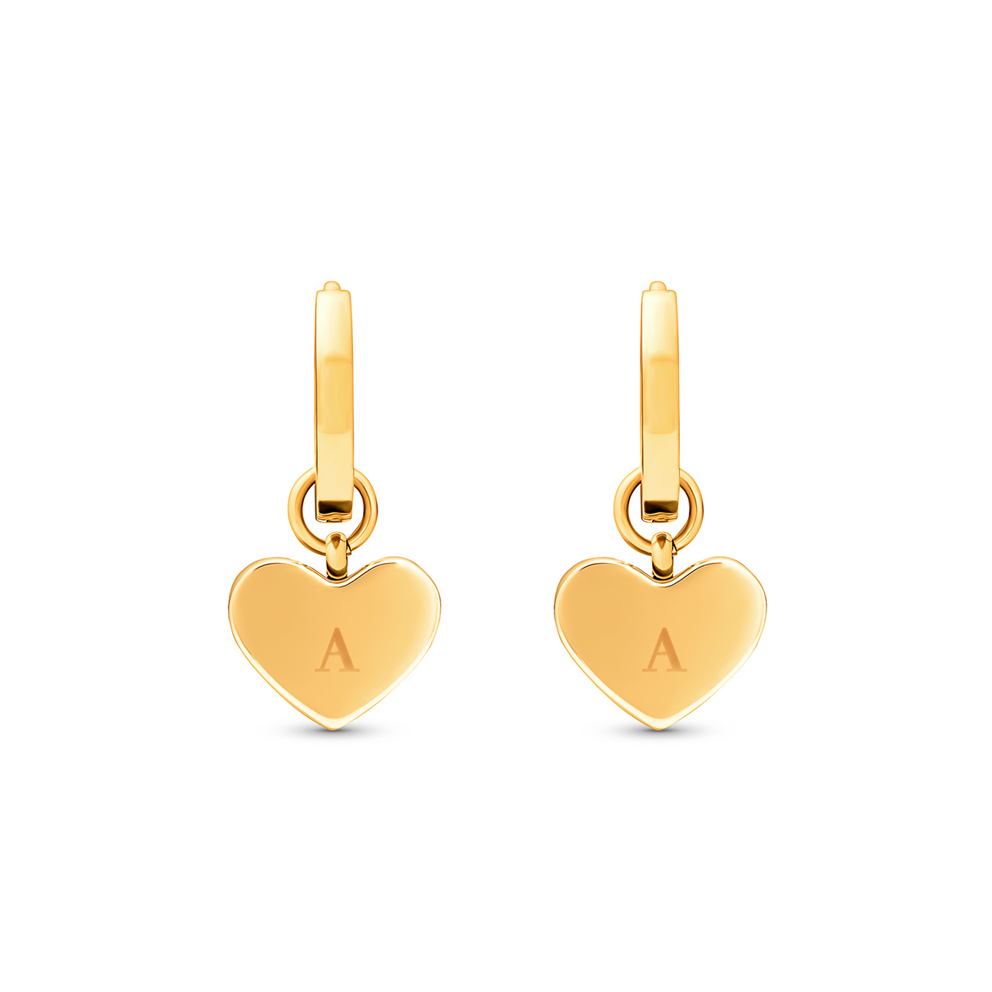 Chocolate Brown Heart Huggie Earrings (Gold)