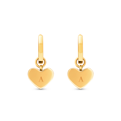 Light Blue Lace Agate Heart Huggie Earrings (Gold)