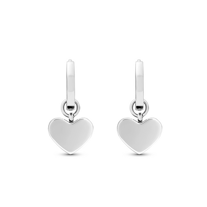 Africa Jade Heart Huggie Earrings (Silver)