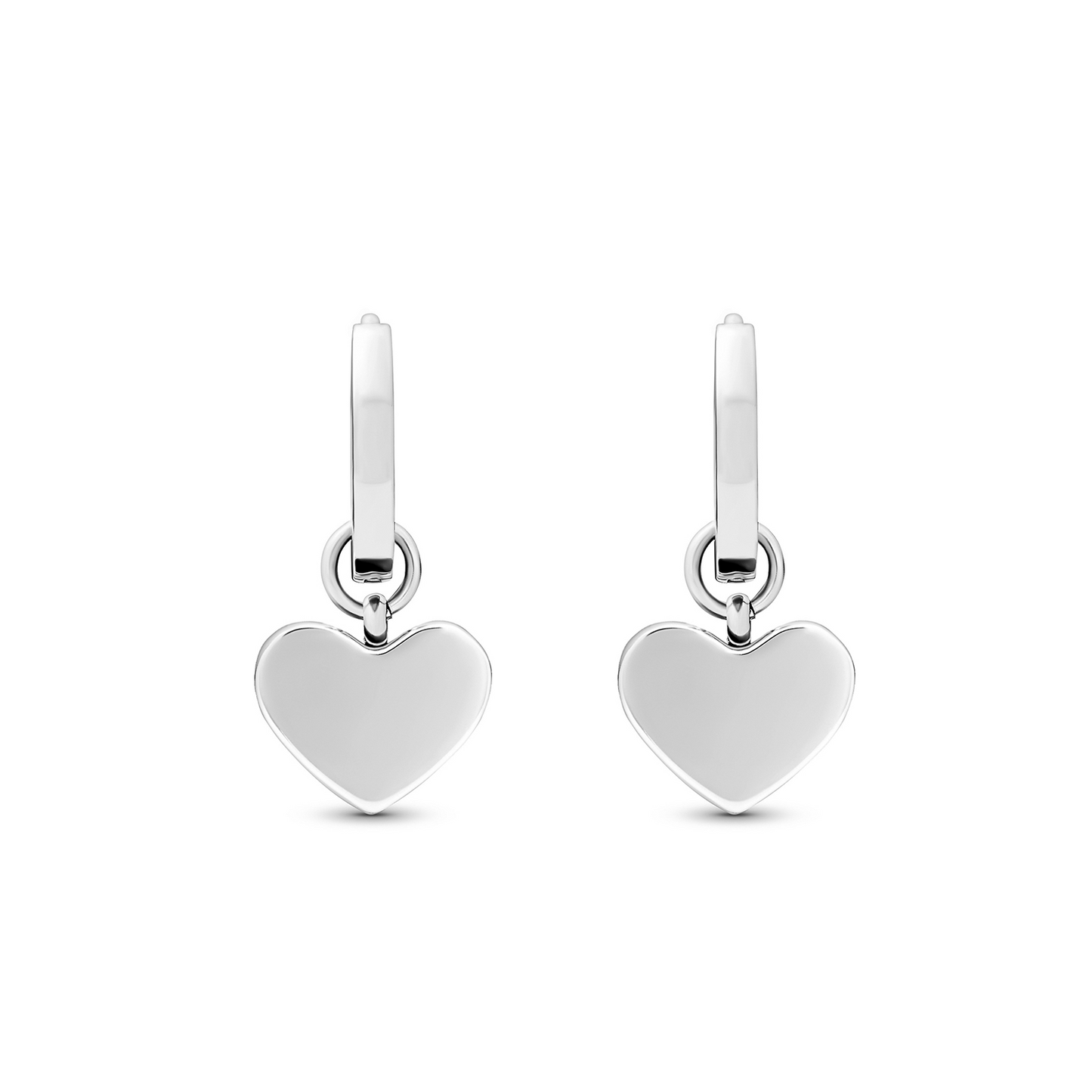 Pale Pink Opal Heart Huggie Earrings (Silver)