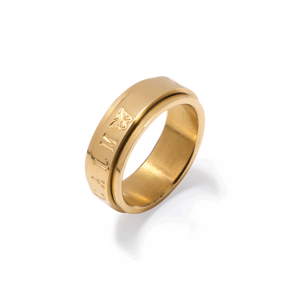 Custom Stamped Name Fidget Ring (Gold)