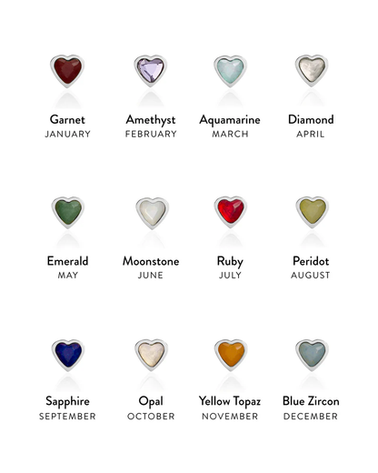 Custom Heart Birthstone Ring (Silver)