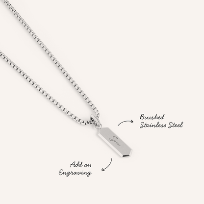 Intersection Engravable Tag Pendant (Silver)