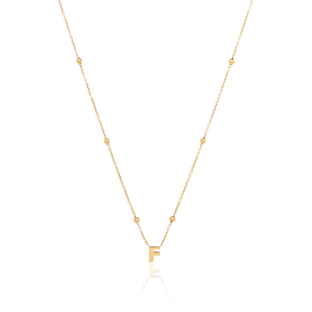 Made Mine Mini Letter Sphere Chain Necklace (Gold)