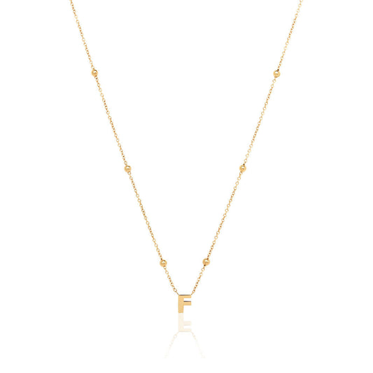 Made Mine Mini Letter Sphere Chain Necklace (Gold)