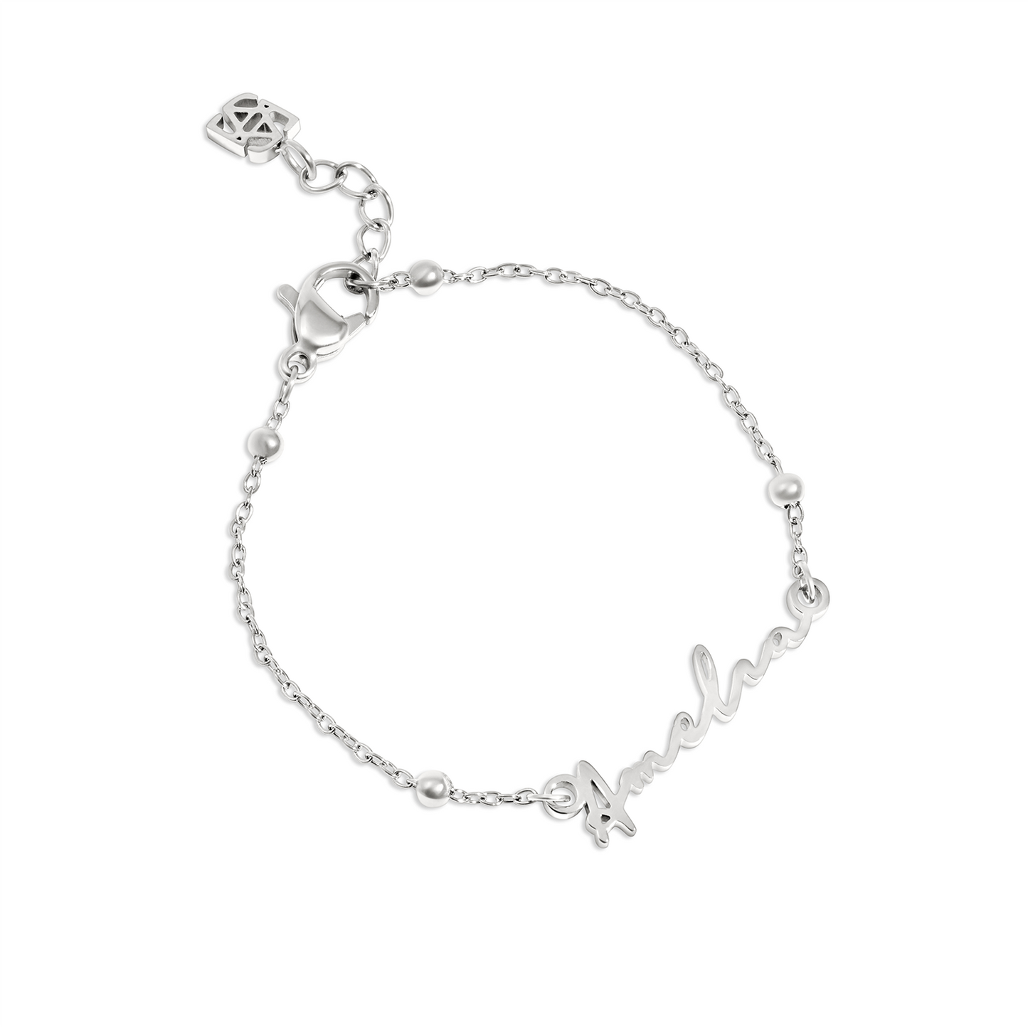 Matching 'Mini & Me' Signature Name Bracelet Set (Silver)