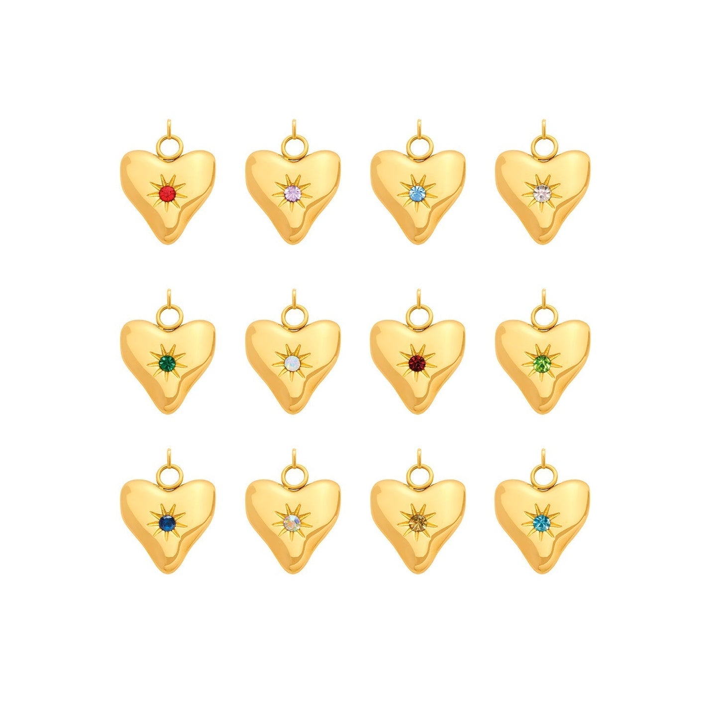 Molten Heart Birthstone Charm (Gold)