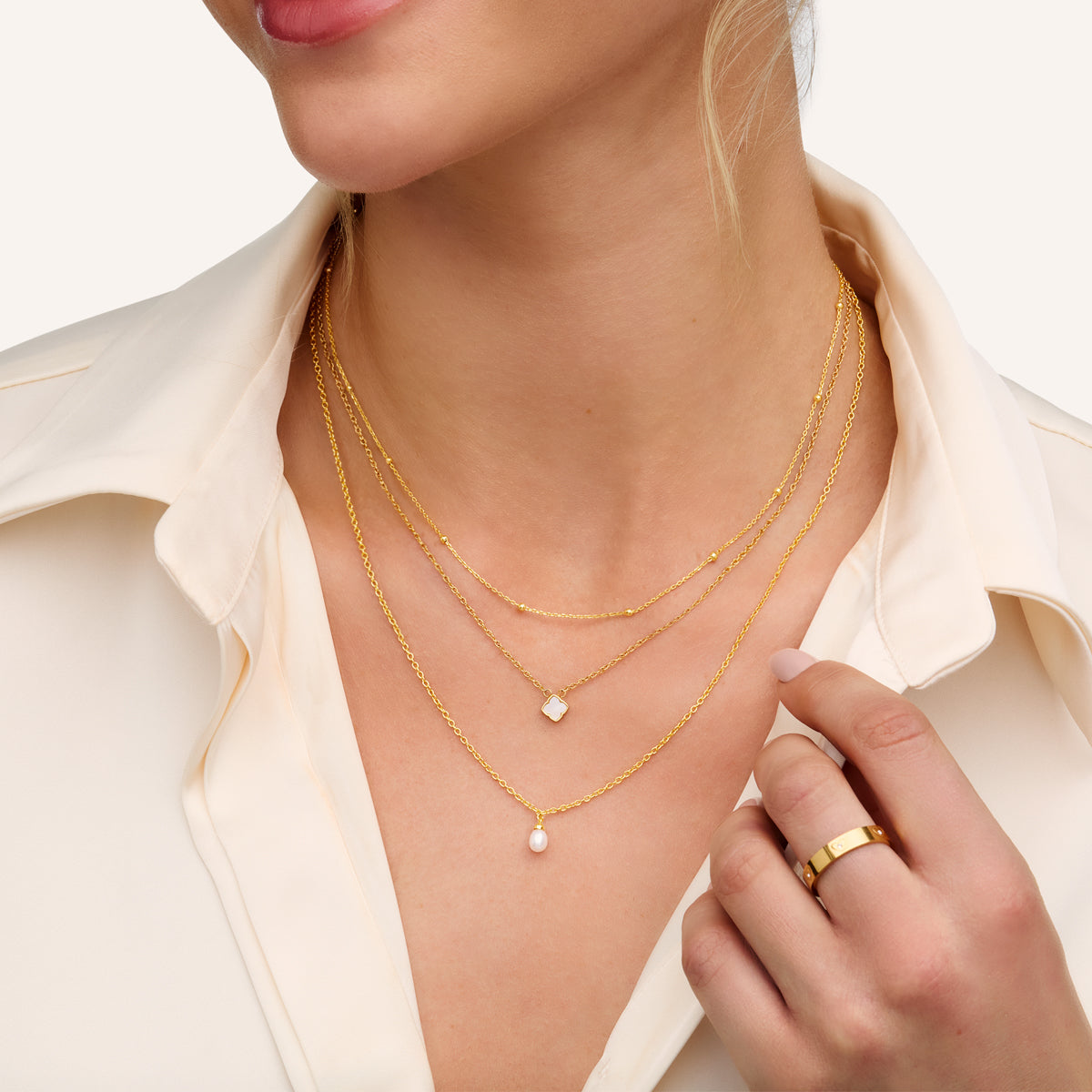 Fine Organic Pearl Necklace Bridesmaid Gift Set (Gold)