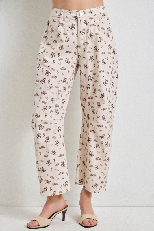 western graphic doodle pants