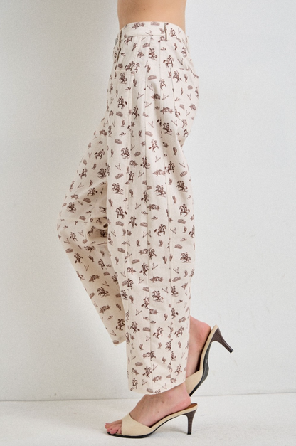 western graphic doodle pants