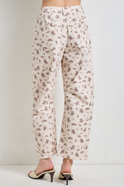 western graphic doodle pants