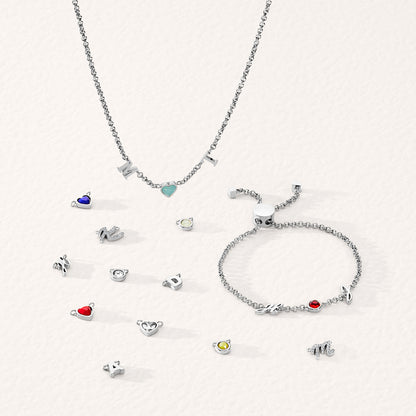 Made Mine Initials & Birthstone Bracelet (Silver)