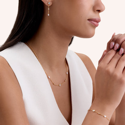 Modern Elegance Quartz & Pearl Jewellery Set (Gold)