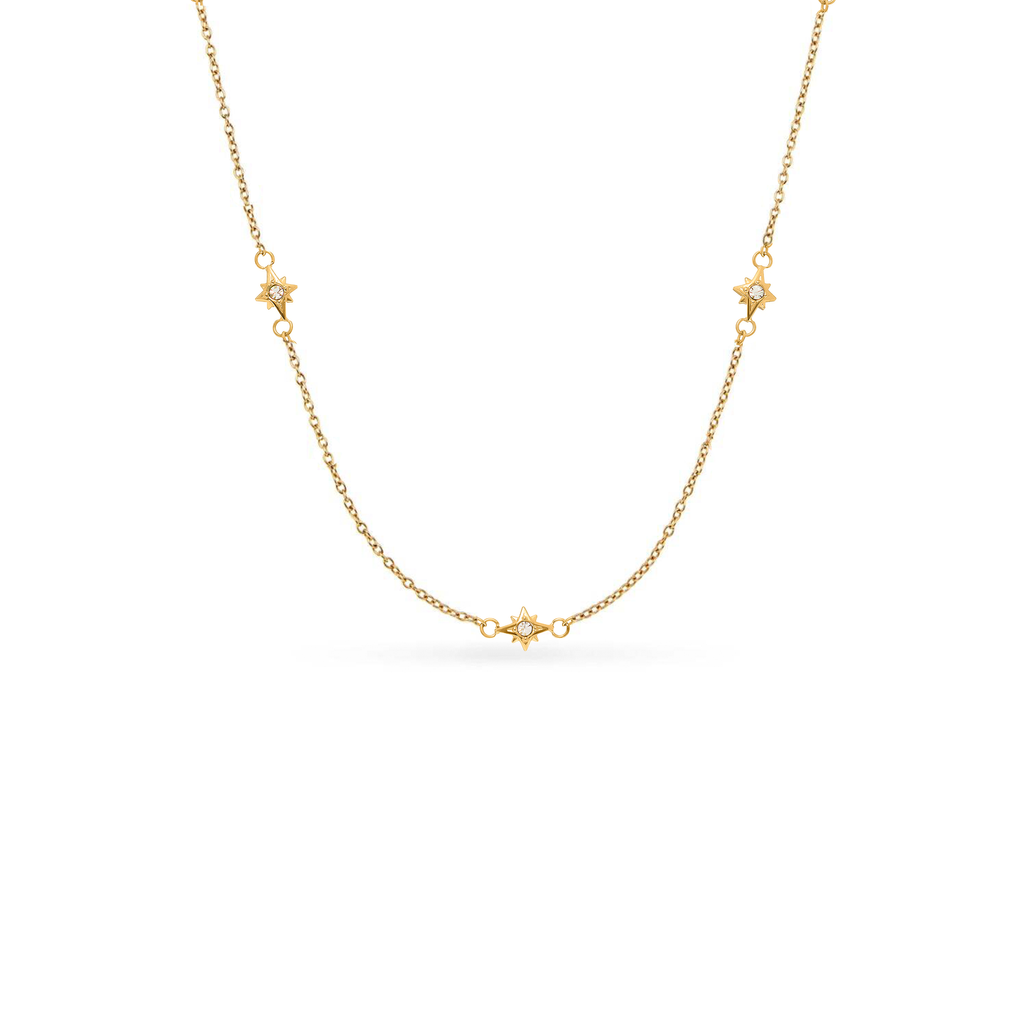 Fingerprint Moon & Star Tag Necklace (Gold)