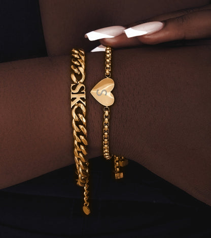 Initial Heart Bracelet (Gold)
