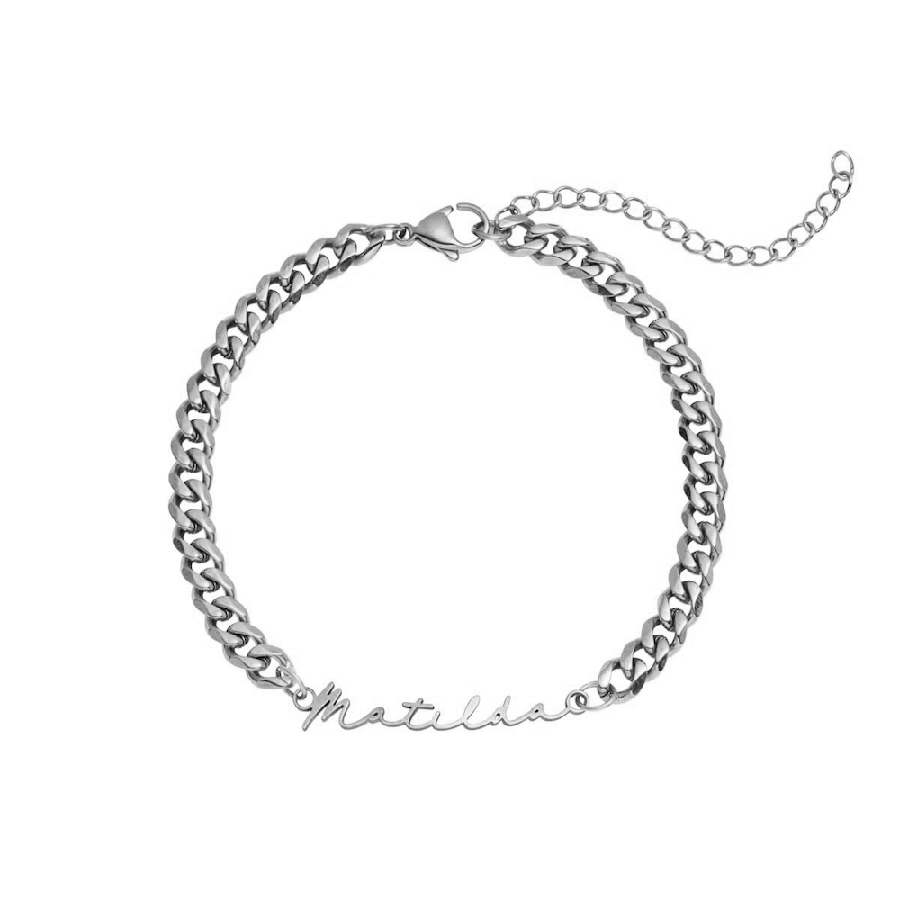 Matching 'Mini & Me' Signature Name Bracelet Set (Silver)