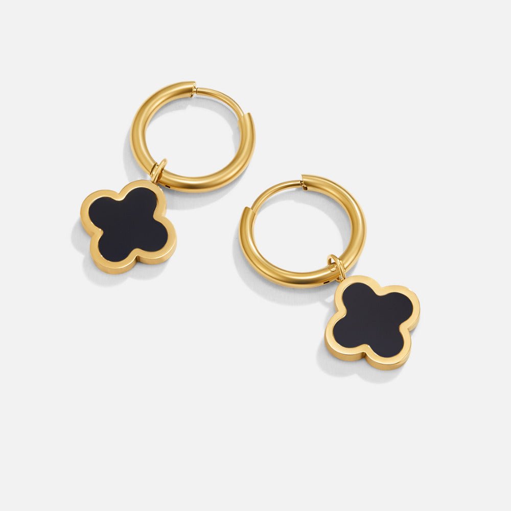 Black Clover Hoop Earrings
