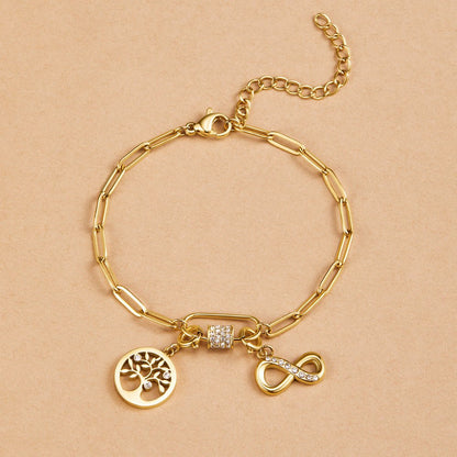 Crystal Paperclip Charm Bracelet