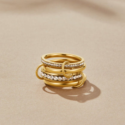'Forever' Link Crystal & Gold Ring