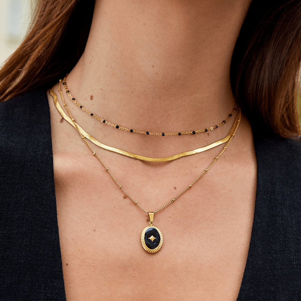 Mila Black Bead Necklace