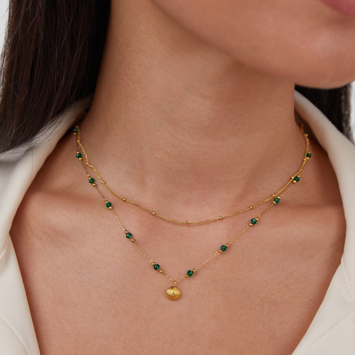 Niyah Bead Gold Chain Necklace