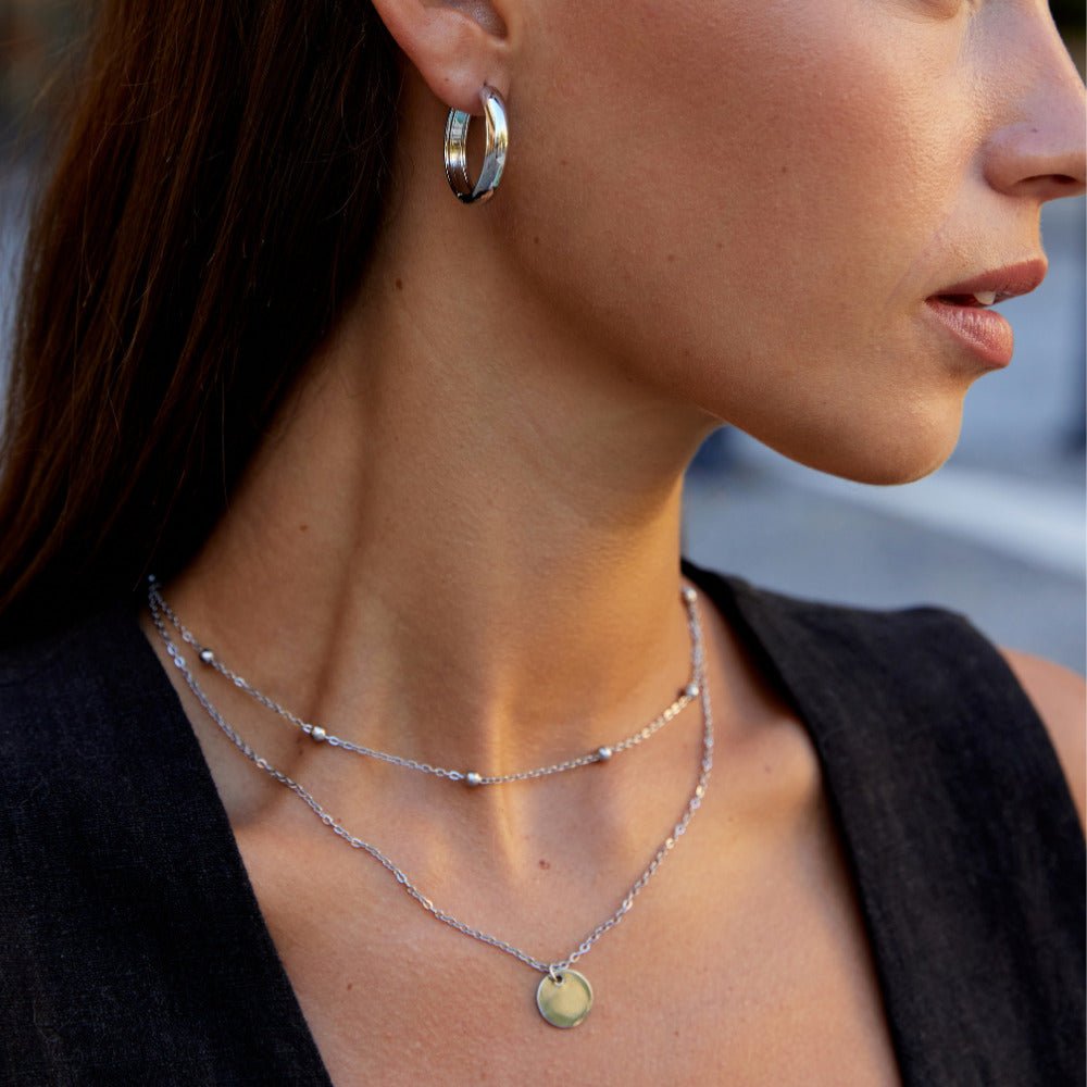 Nona Classic Silver Hoop Earrings