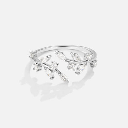 Silver Crystal Vine Ring