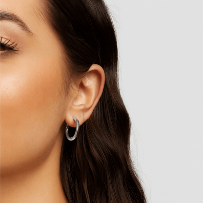 Triple Hoop Earrings Silver Set