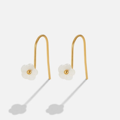 White Petal Shell Drop Earrings